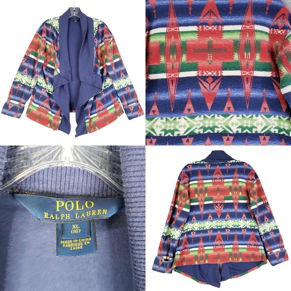 Polo Ralph Lauren Cardigan Sweater Girls XL 16 Southwestern Terry Knit Western